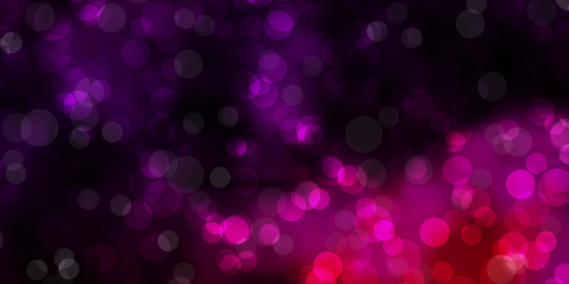 modello vettoriale rosa viola scuro con cerchi glitter illustrazione astratta con gocce colorate design per poster banner