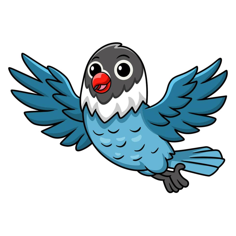 carino ardesia blu amore uccello cartone animato volante vettore