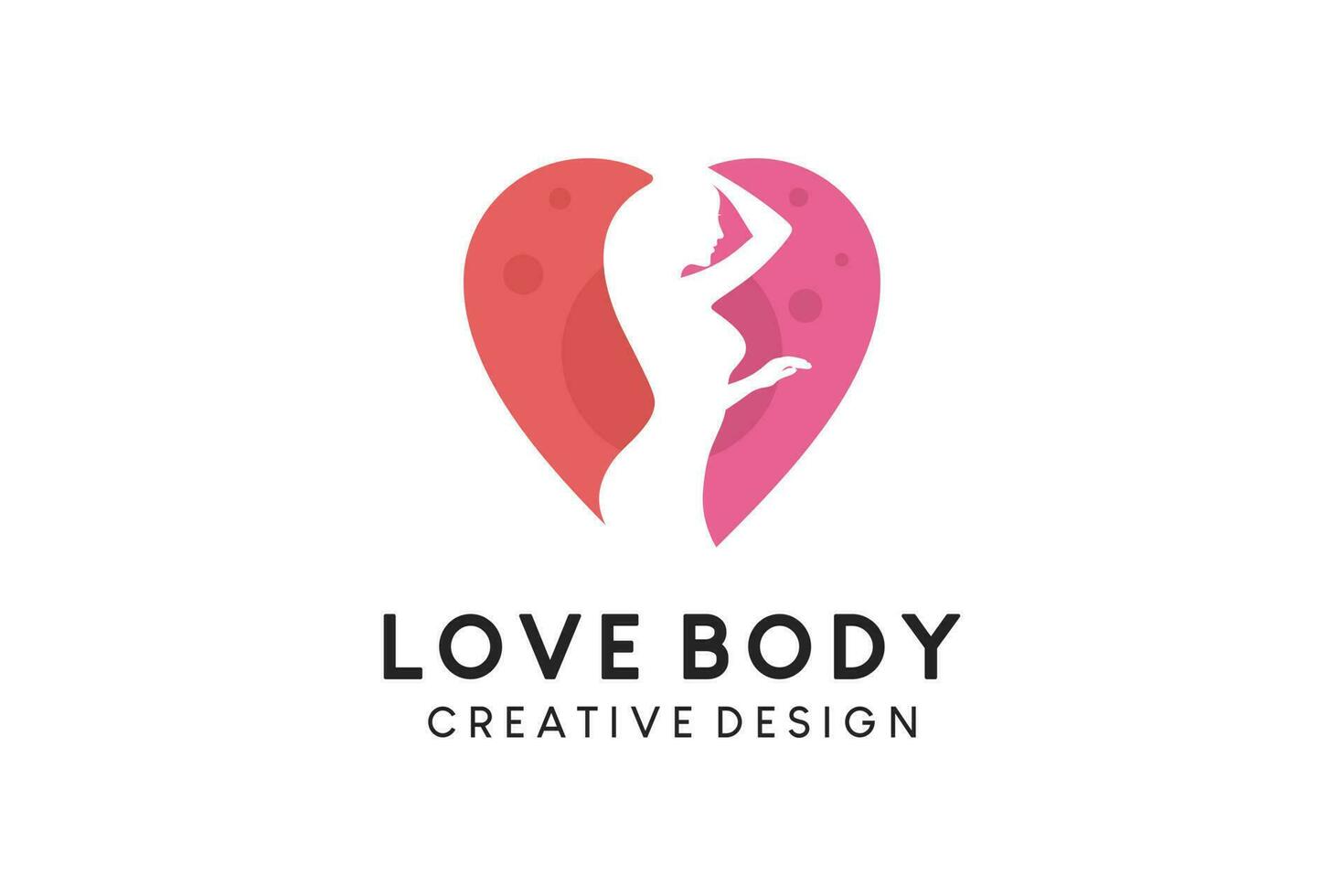 donna corpo silhouette design nel amore per bellezza logo vettore