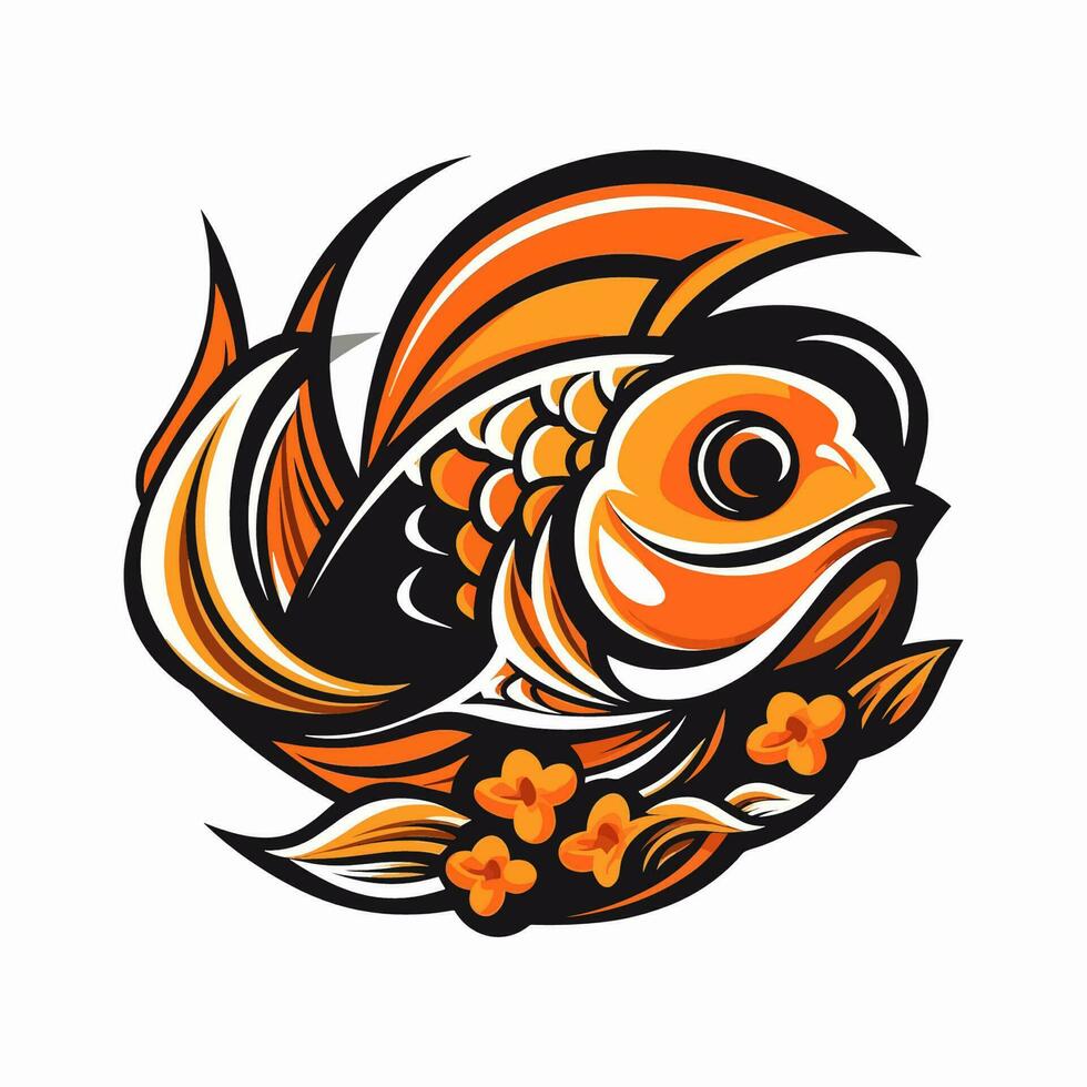 un' colorato pesce con un' bellissimo fiore illustrazione, Perfetto per un' logo design o decorazione. vettore