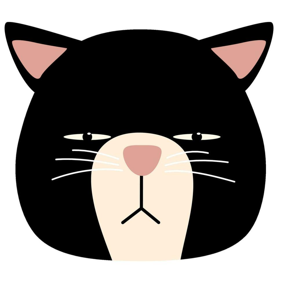 divertente viso gatto testa arrogante nero vettore