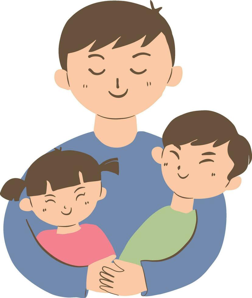 contento famiglia. padre e bambini. vettore illustrazione nel cartone animato stile.