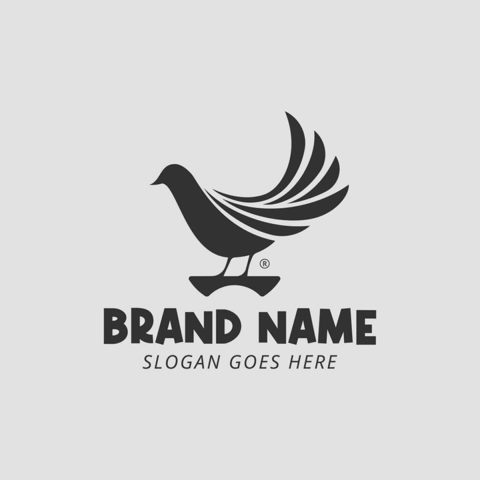 professionale Piccione uccello logo, eco amichevole marca identità. minimo colomba animale negativo spazio vettore illustrazione.