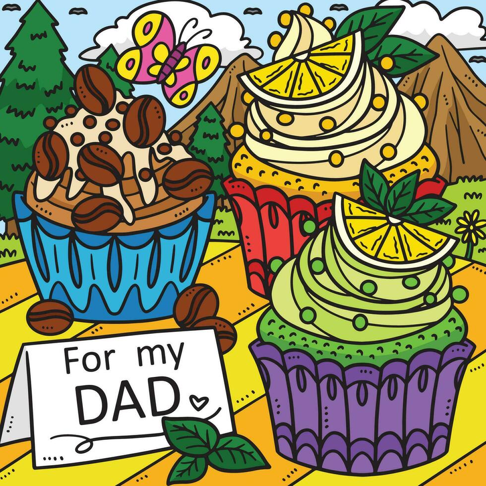 padri giorno per mio papà cupcakes colorato cartone animato vettore