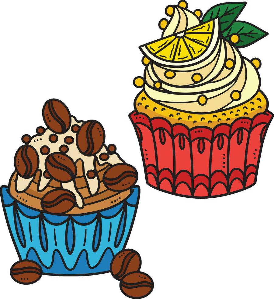 cupcakes cartone animato colorato clipart illustrazione vettore
