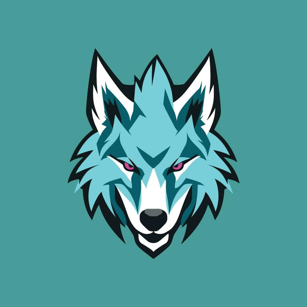 un' blu lupo testa esport logo illustrazione vettore
