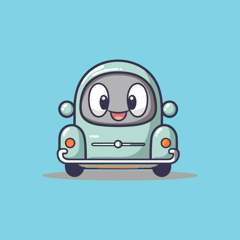 auto veicolo vista laterale carino kawaii cartone animato vettore