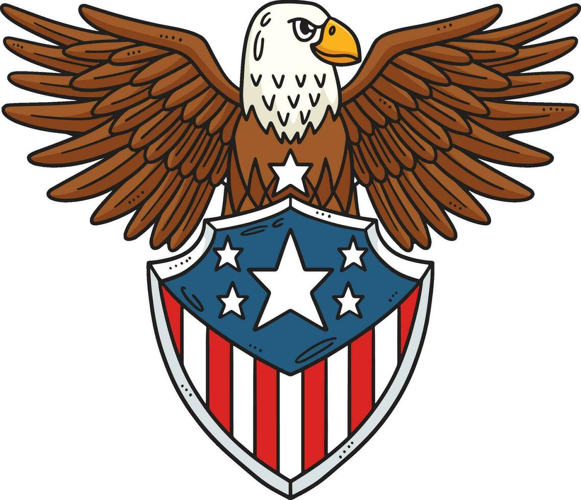 americano bandiera e aquila distintivo cartone animato clipart vettore