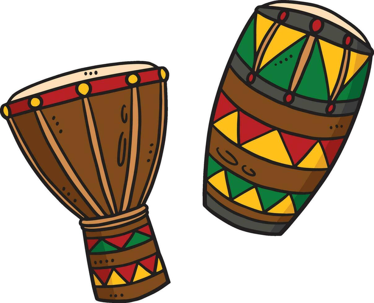 djembe cartone animato colorato clipart illustrazione vettore