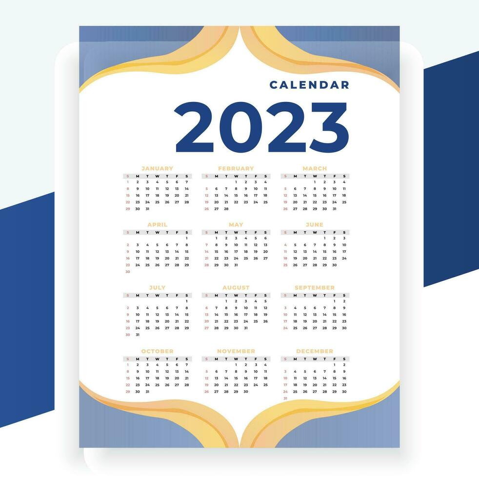 2023 carta moderno calendario disposizione nel stampabile stile vettore