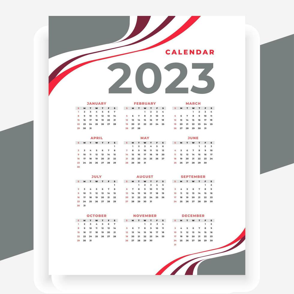 2023 carta moderno calendario disposizione nel stampabile stile vettore