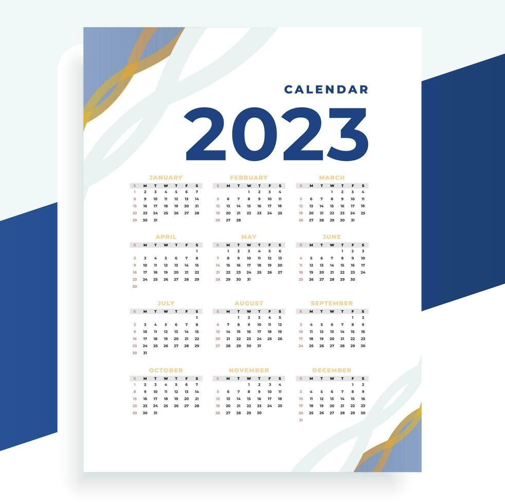 2023 carta moderno calendario disposizione nel stampabile stile vettore