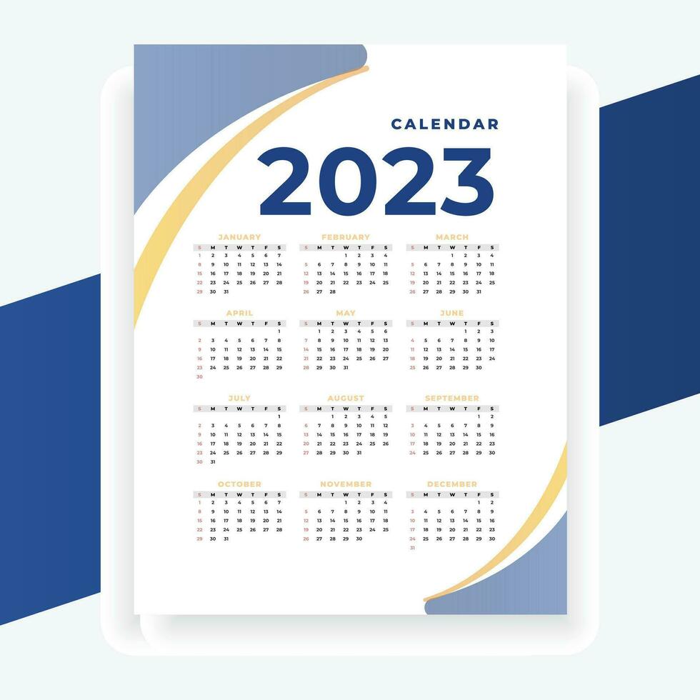 2023 carta moderno calendario disposizione nel stampabile stile vettore