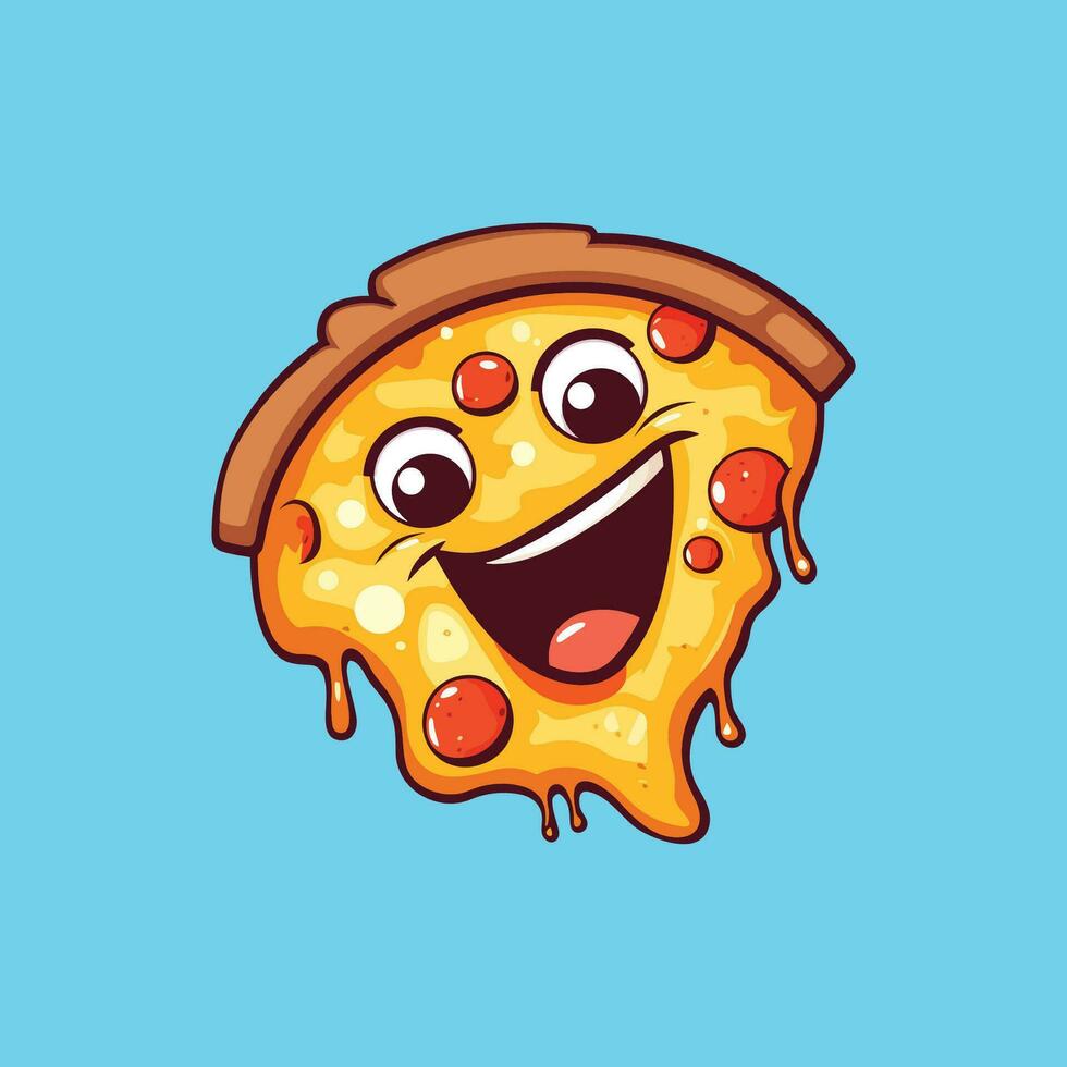 personaggio sorridente della mascotte della pizza del fumetto vettore