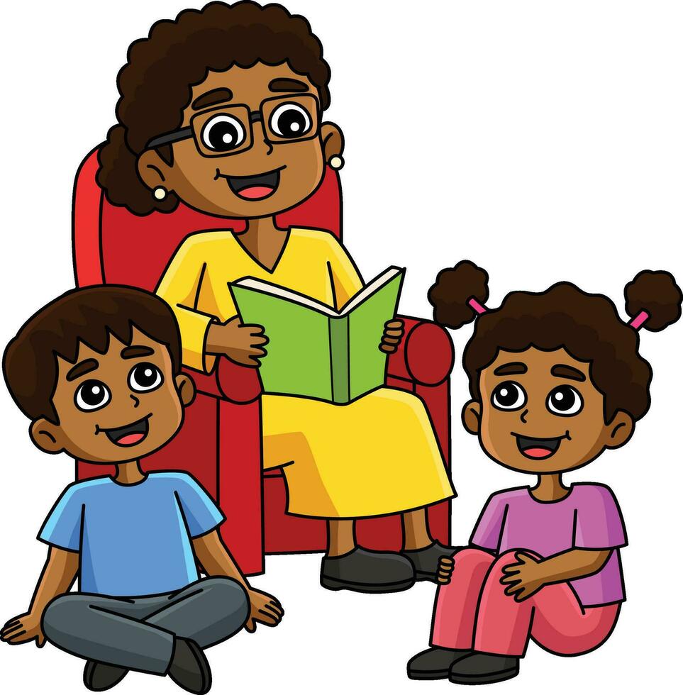 juneteenth nonna telling storia clipart vettore