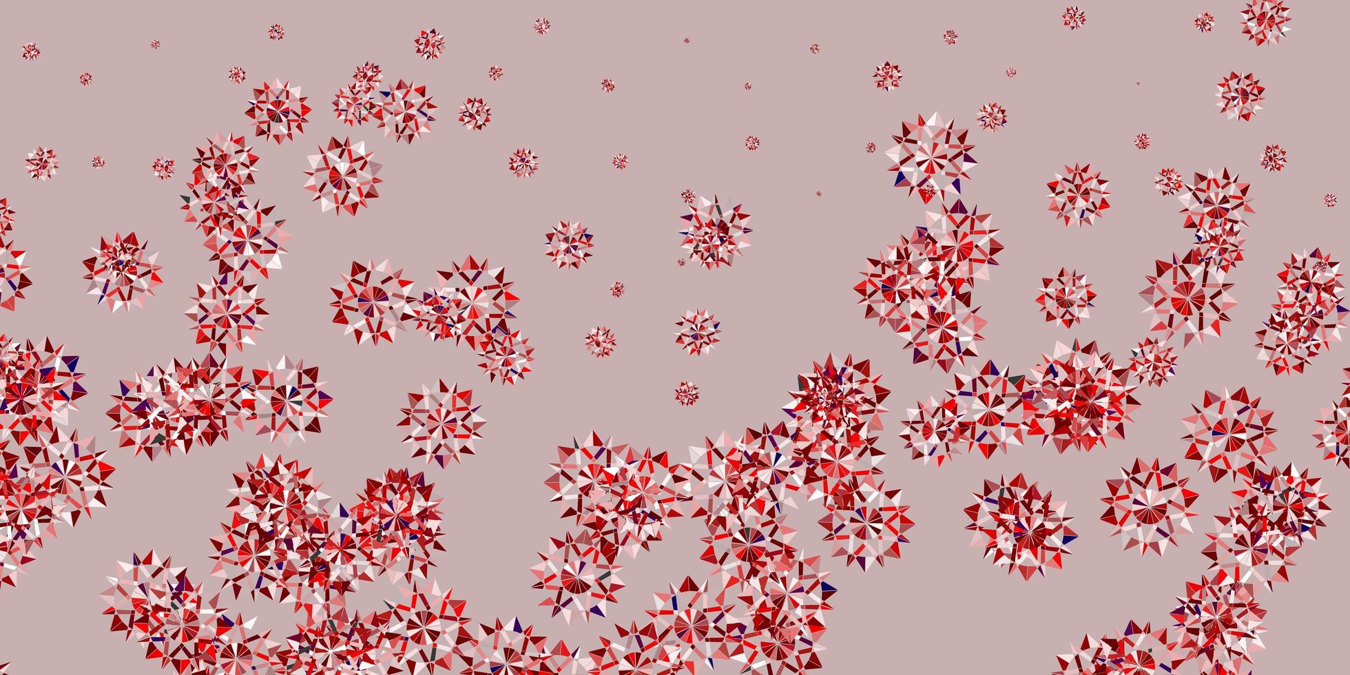 layout vettoriale rosso chiaro con bellissimi fiocchi di neve
