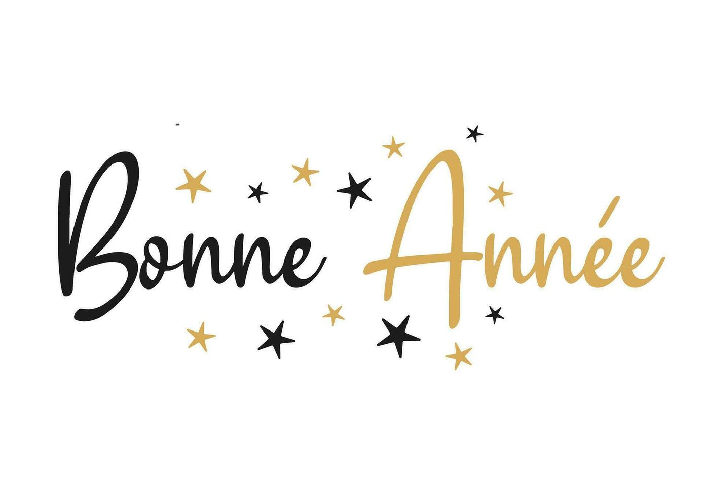 contento nuovo anno lettering nel francese con stelle vettore