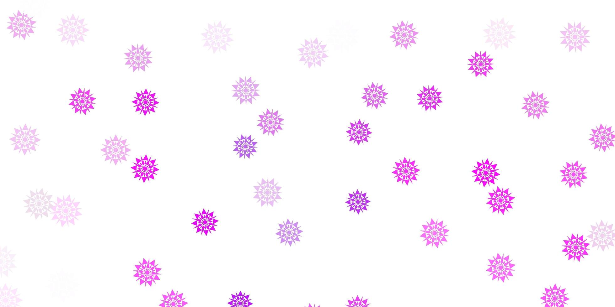 vettore viola chiaro bellissimo sfondo di fiocchi di neve con fiori