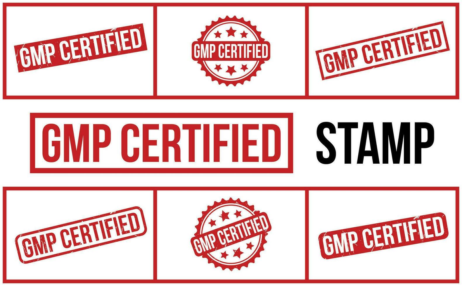 gmp certificato gomma da cancellare grunge francobollo impostato vettore