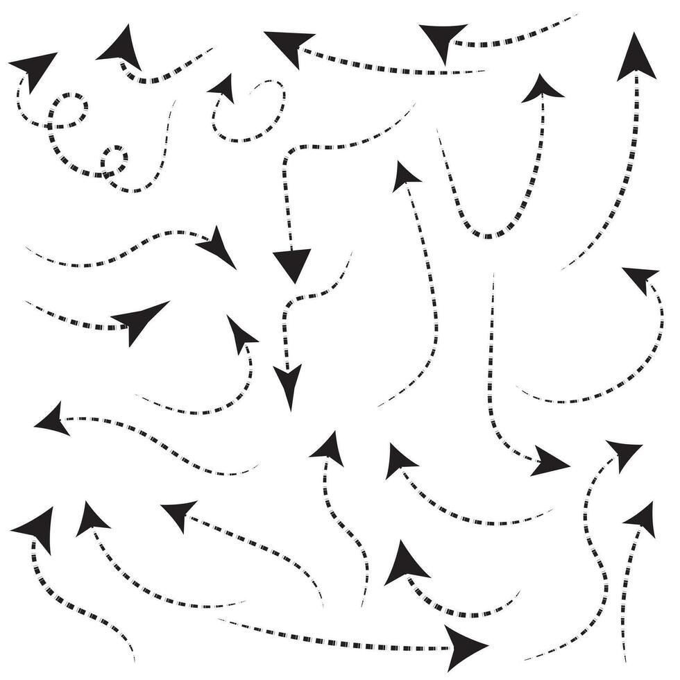 set di icone vettoriali freccia disegnata a mano. disegno della freccia di schizzo per il business plan e l'istruzione.