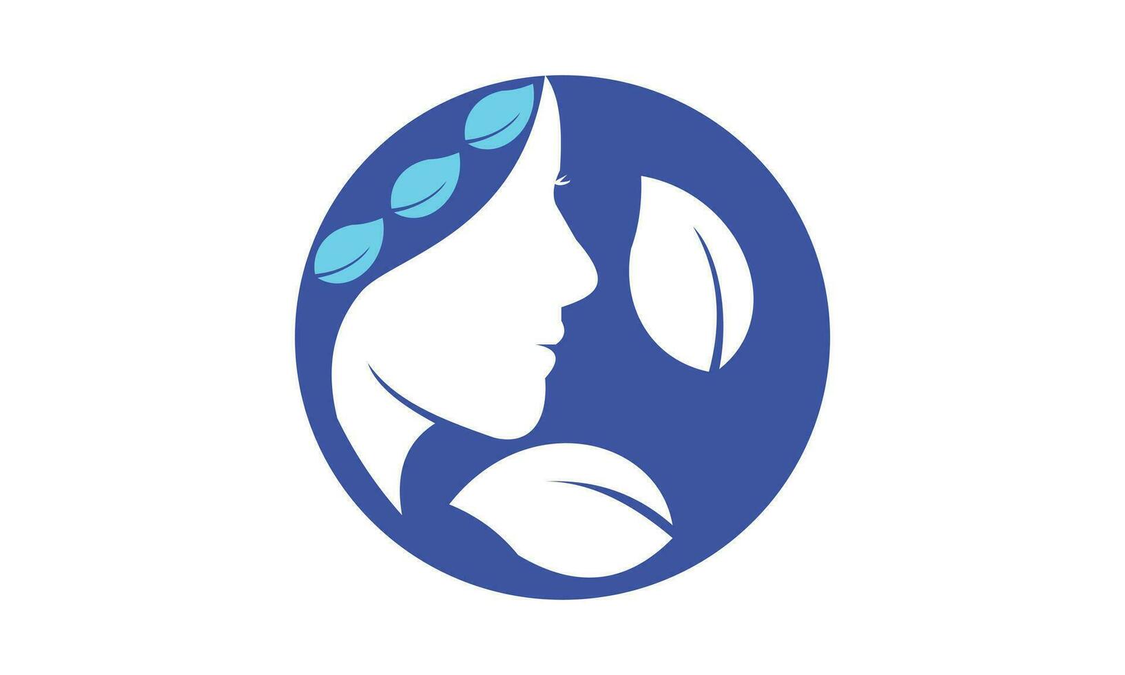 femmina viso vettore illustrazione logo con le foglie come un' simbolo di bellezza salone