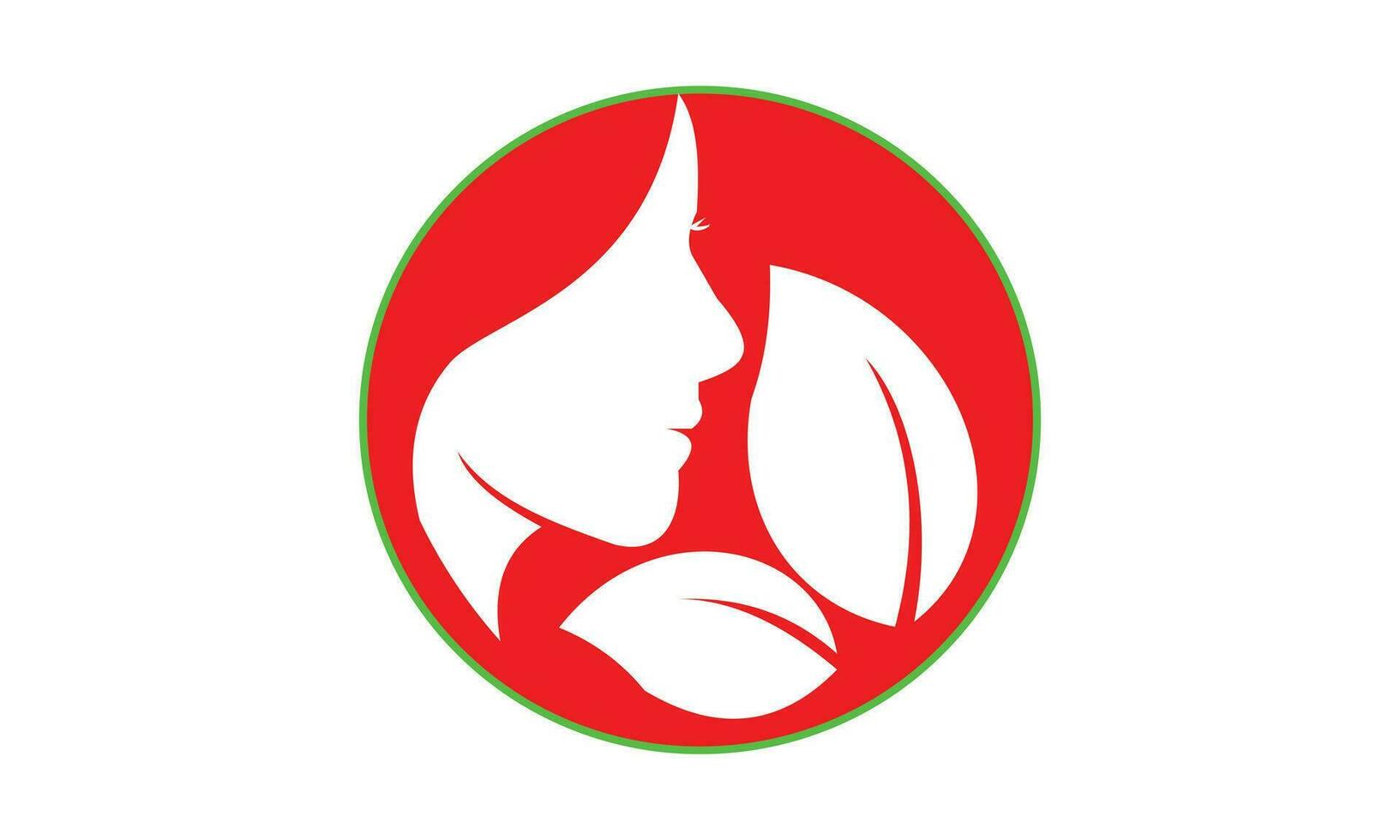 femmina viso vettore illustrazione logo con le foglie come un' simbolo di bellezza salone