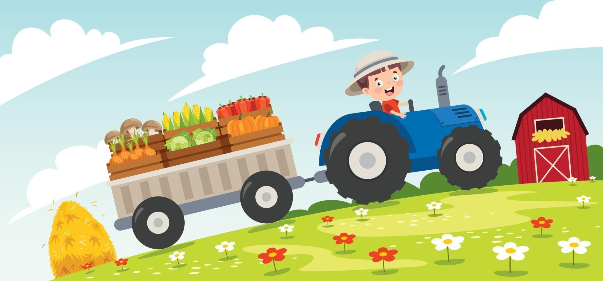piccolo contadino divertente vettore