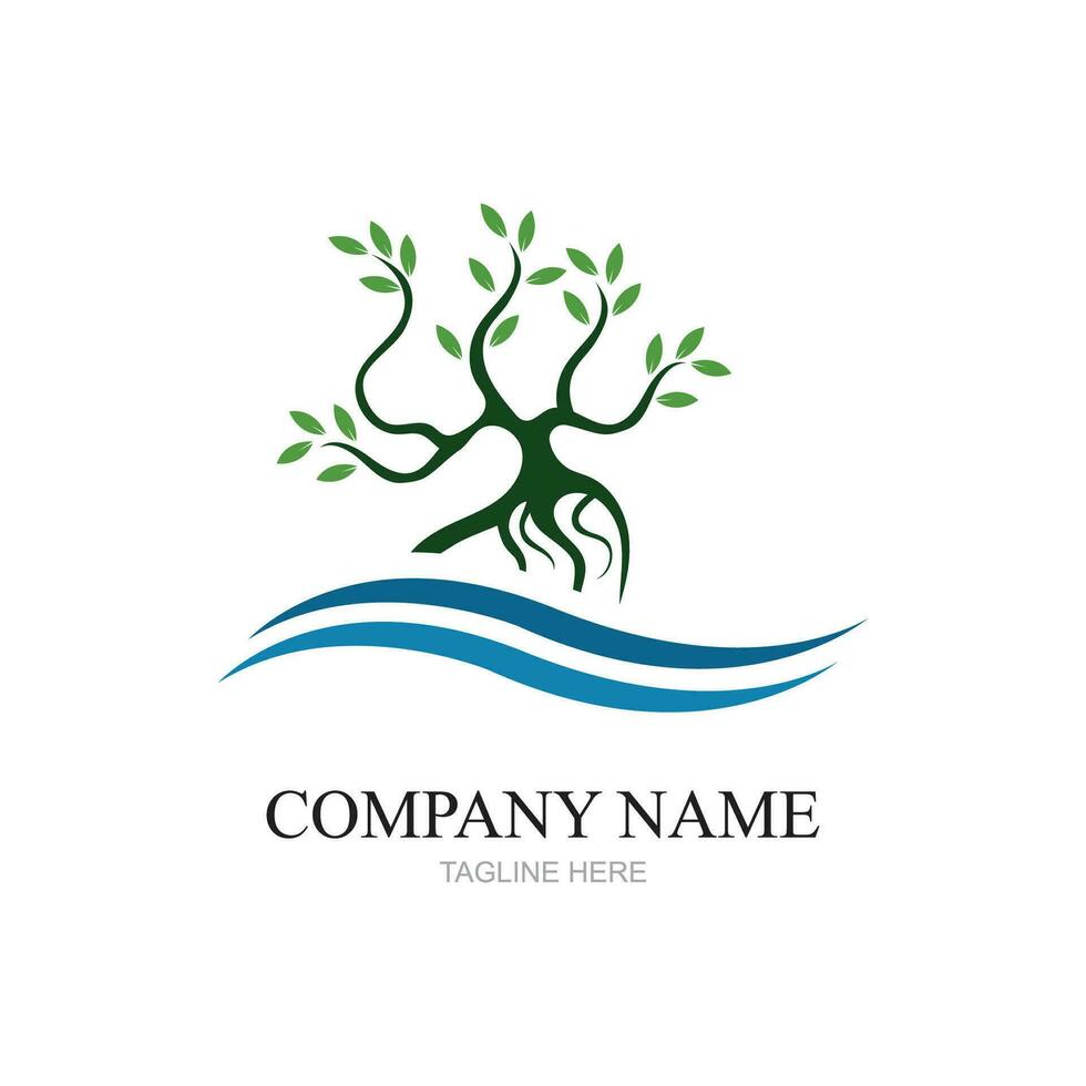mangrovia alberi e mangrovia foresta ecologia logo design vettore