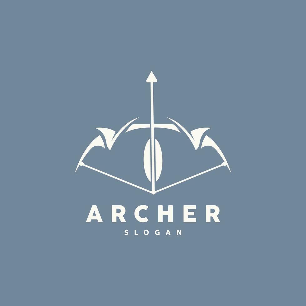 arciere logo, tiro con l'arco freccia vettore, elegante semplice minimalista disegno, icona simbolo illustrazione modello vettore