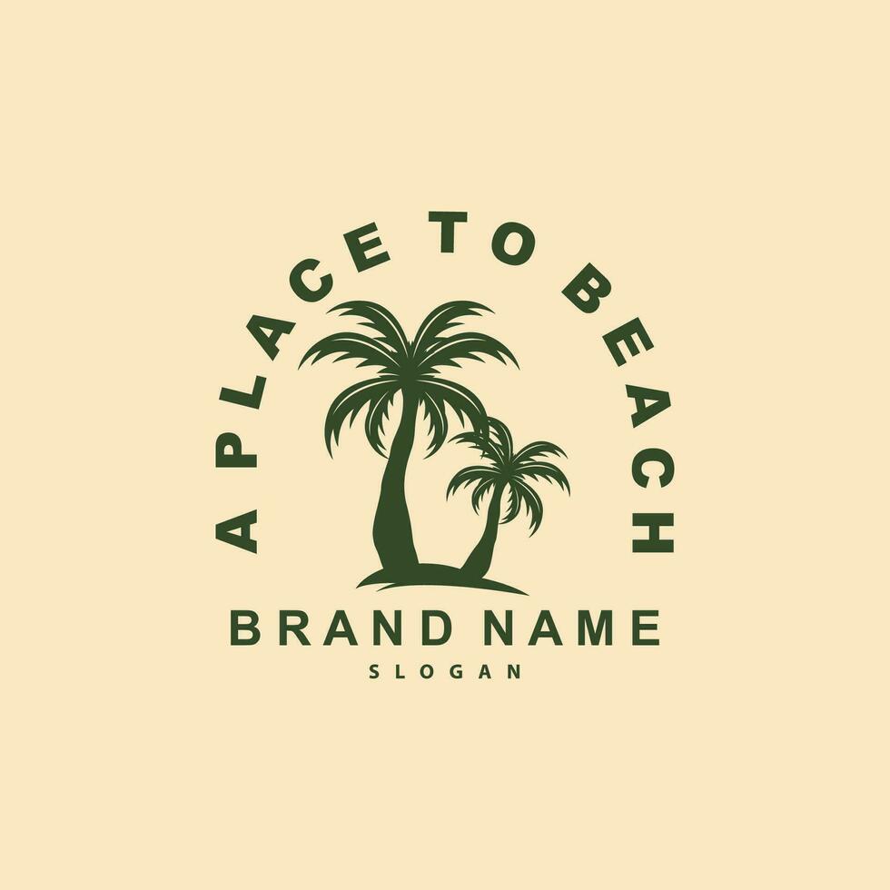 palma albero logo, spiaggia vettore, estate disegno, silhouette simbolo illustrazione vettore