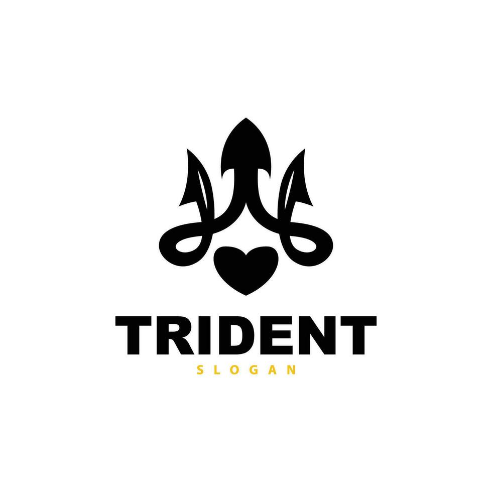 tridente logo, vettore Magia lancia di poseidon Nettuno, tritone re disegno, modello icona marca illustrazione