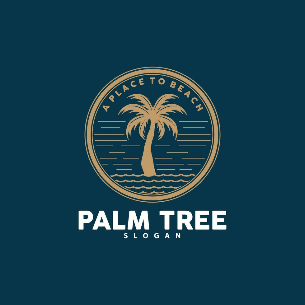 palma albero logo, spiaggia vettore, estate disegno, silhouette simbolo illustrazione vettore