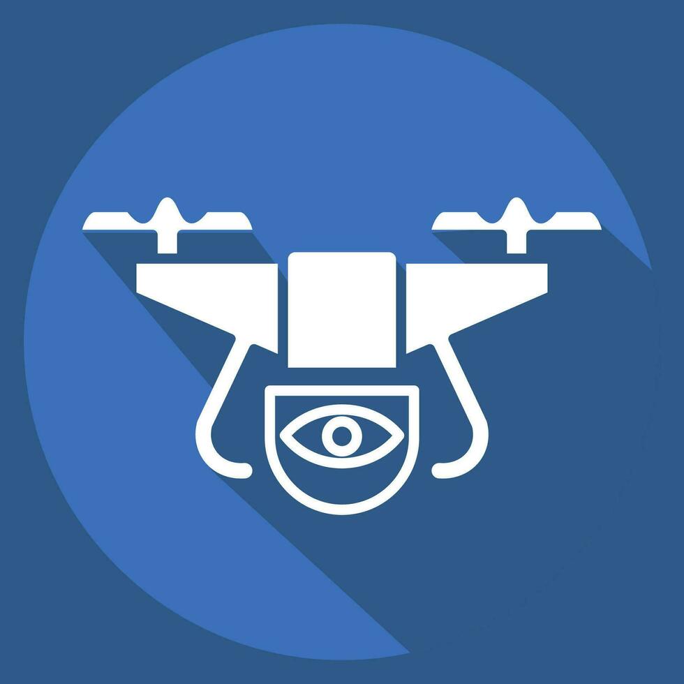 icona sorveglianza drone. relazionato per fuco simbolo. lungo ombra stile. semplice design modificabile. semplice illustrazione vettore