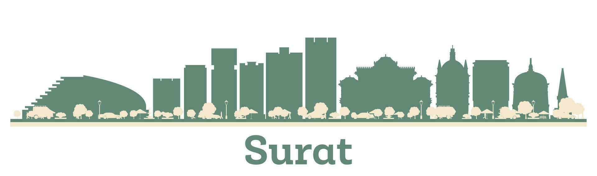 astratto surat India città orizzonte con colore edifici. vettore