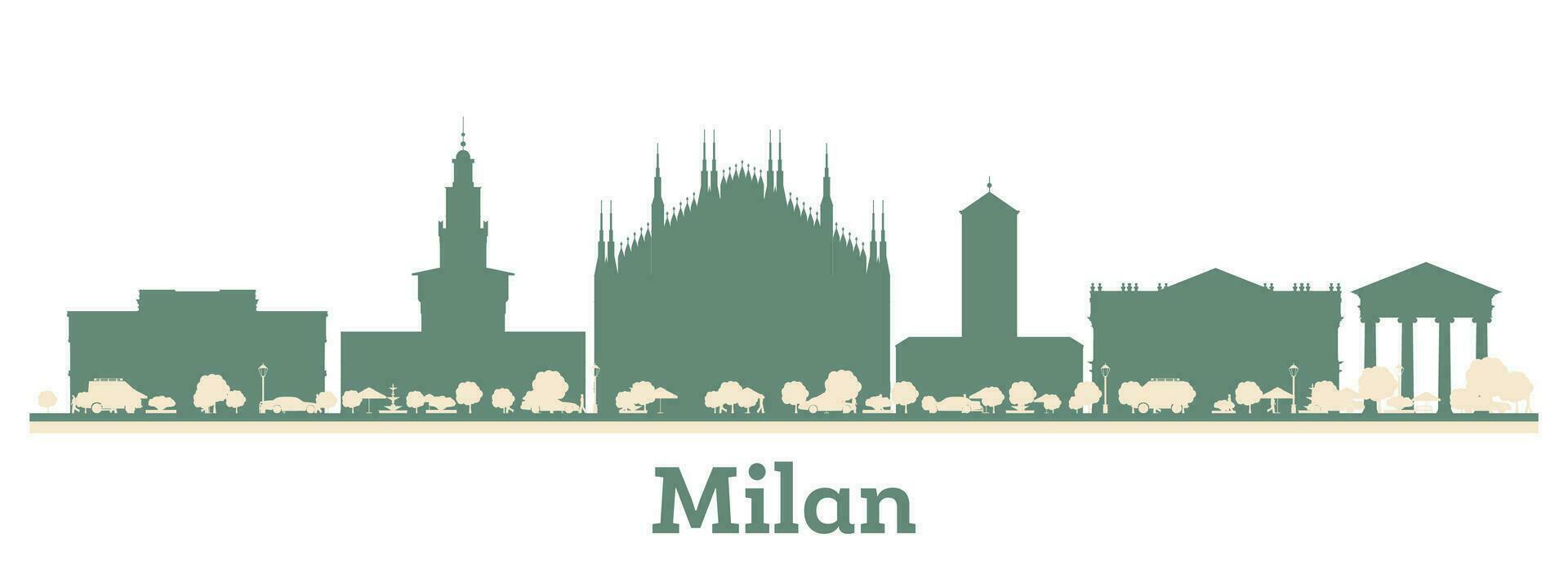 astratto Milano Italia città orizzonte con colore edifici. vettore
