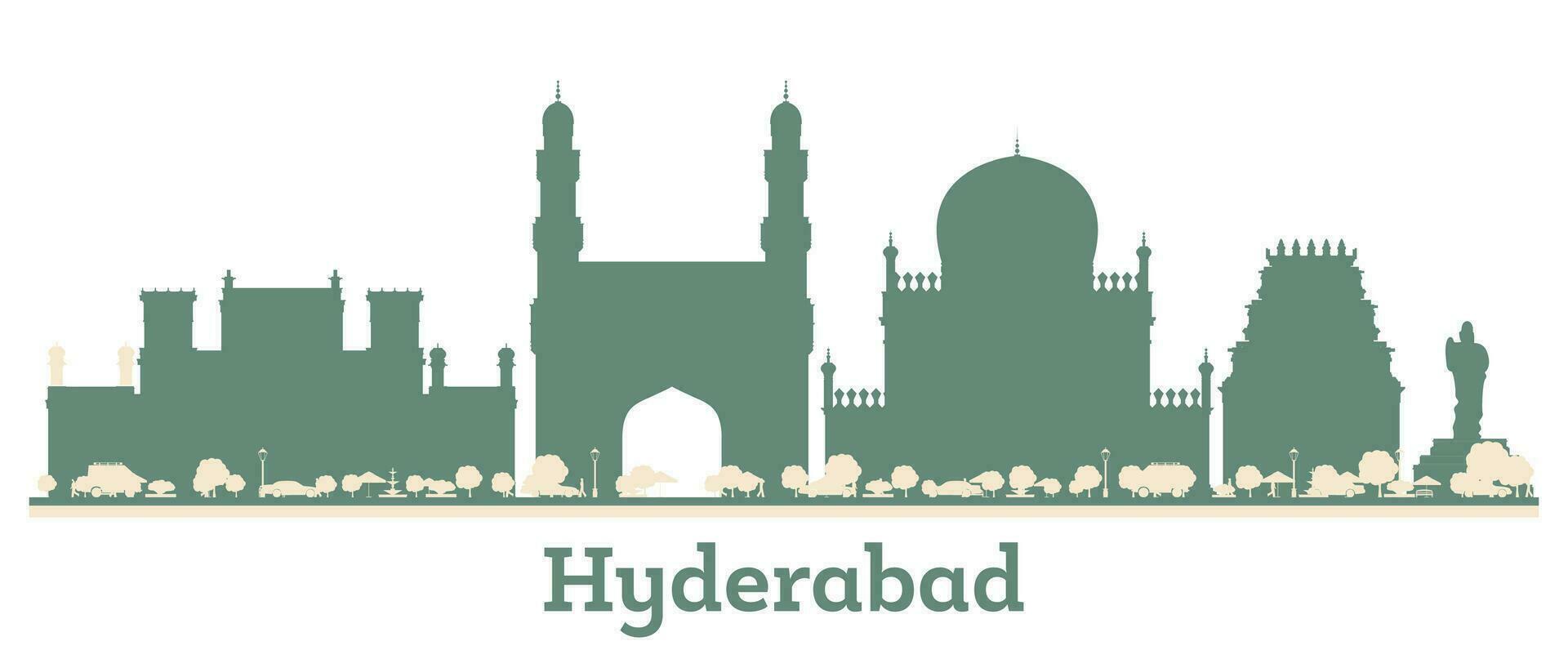 astratto Hyderabad India città orizzonte con colore edifici. vettore