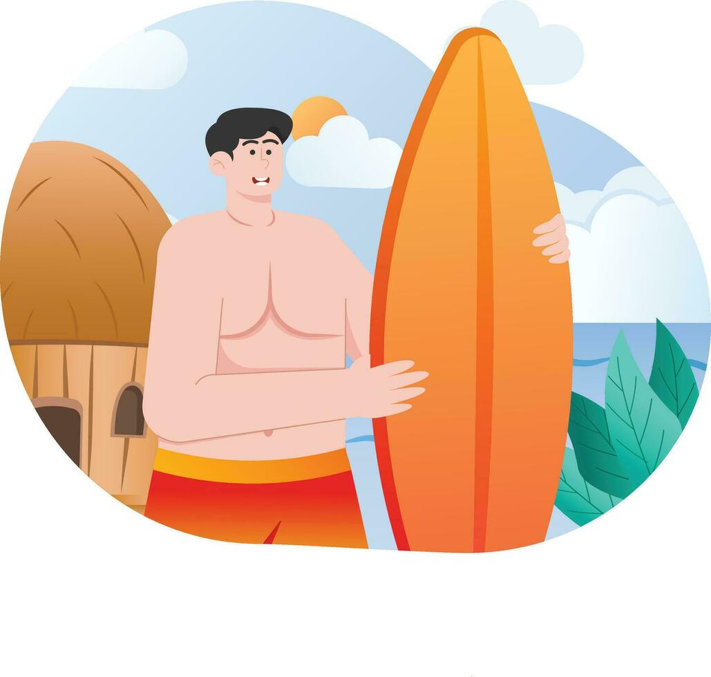 giocando fare surf su estate vacanza illustrazione vettore