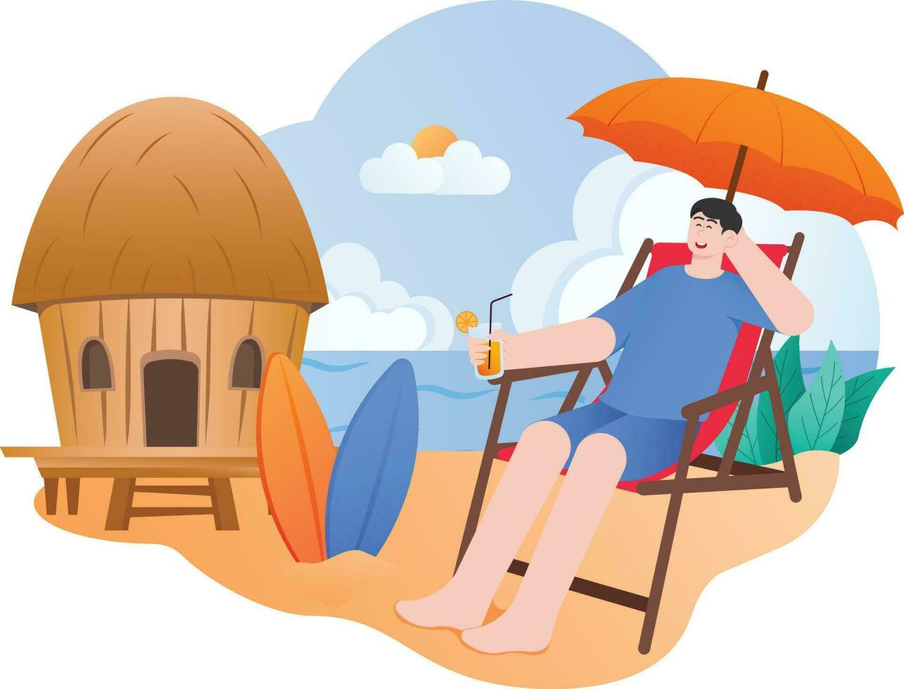 uomo godendo estate vacanza illustrazione vettore