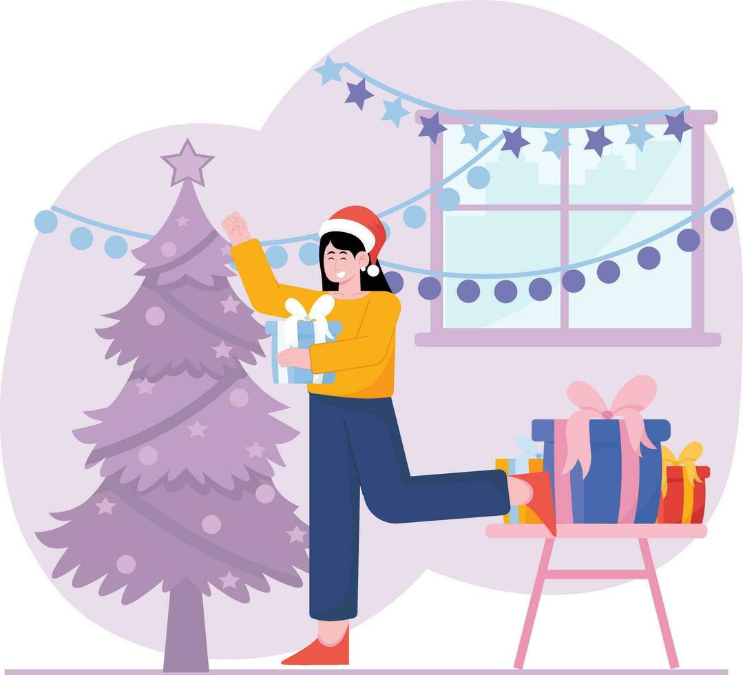 donne siamo festeggiare Natale 1 illustrazione vettore