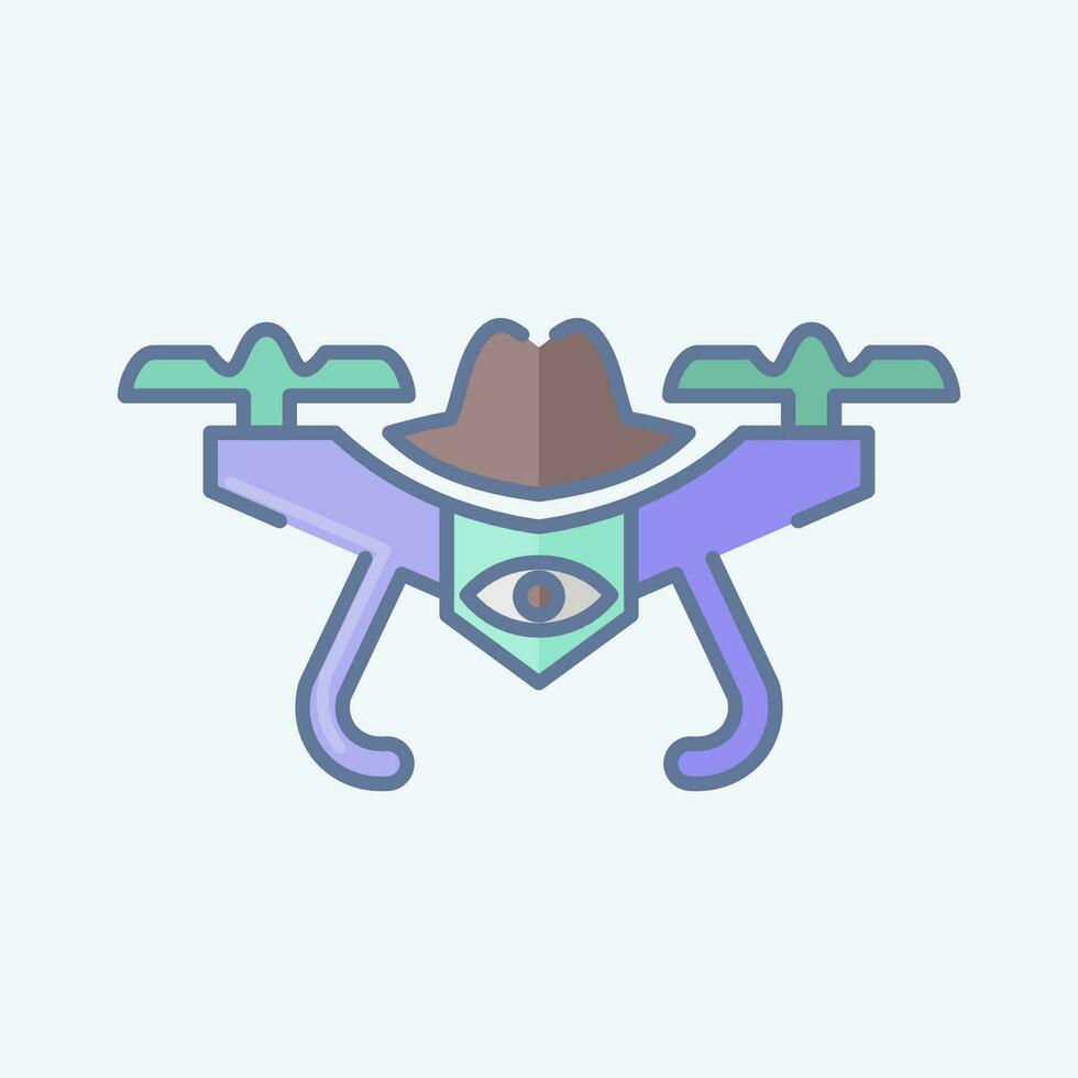 icona spiare drone. relazionato per fuco simbolo. scarabocchio stile. semplice design modificabile. semplice illustrazione vettore