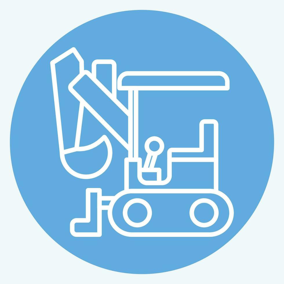 icona compatto escavatore. relazionato per costruzione veicoli simbolo. blu occhi stile. semplice design modificabile. semplice illustrazione vettore