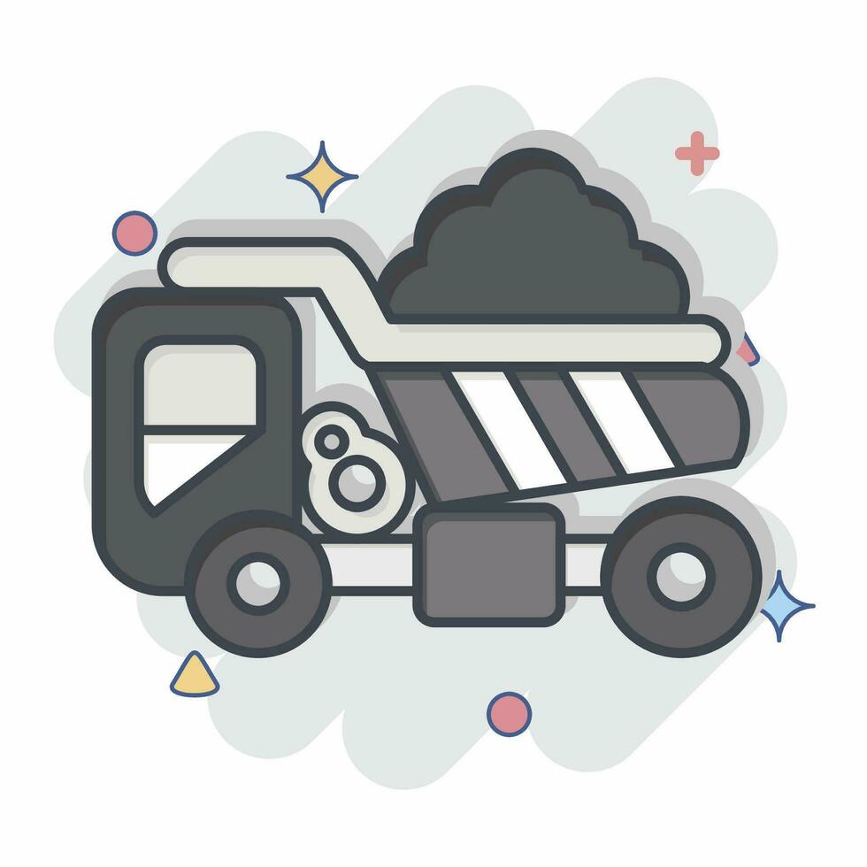 icona cumulo di rifiuti camion. relazionato per costruzione veicoli simbolo. comico stile. semplice design modificabile. semplice illustrazione vettore