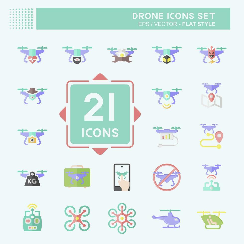 icona impostato drone. relazionato per tecnologia simbolo. piatto stile. semplice design modificabile. semplice illustrazione vettore