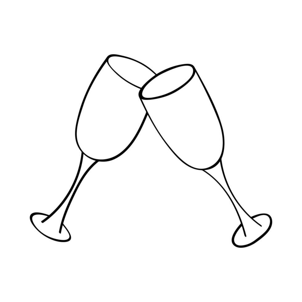 mano disegnato Champagne bicchiere illustrazione. vino bevanda clipart nel scarabocchio stile. singolo elemento per design vettore