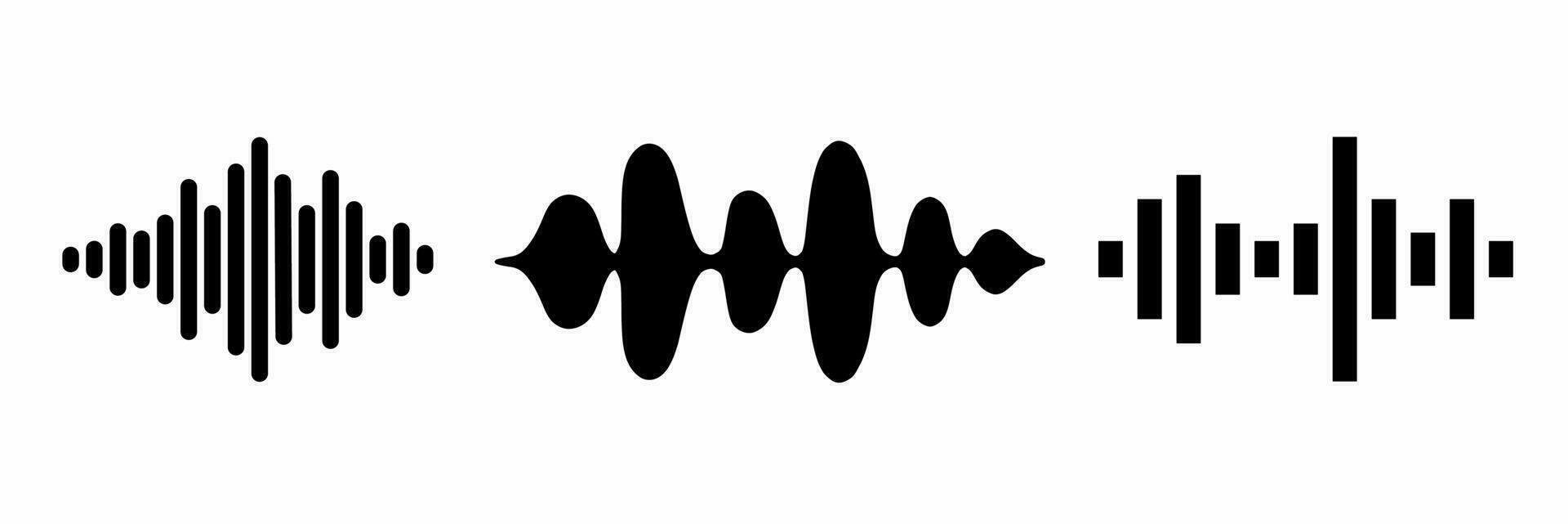 suono onda icona impostare. suono onda nero e bianca illustrazione. azione vettore. vettore