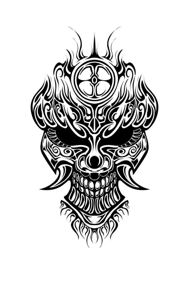 vettore di illustrazione del tatuaggio tribale maschera oni
