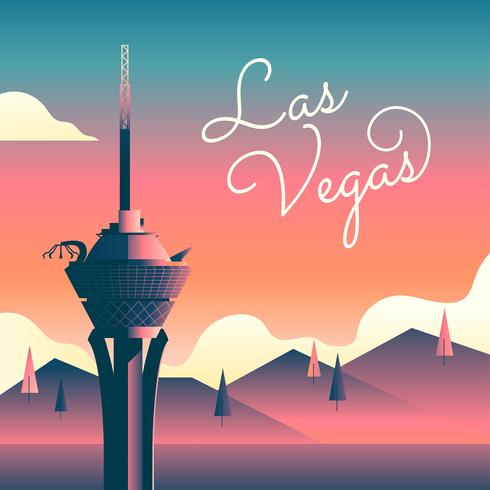 Landmark Stratosphere Tower di Las Vegas vettore