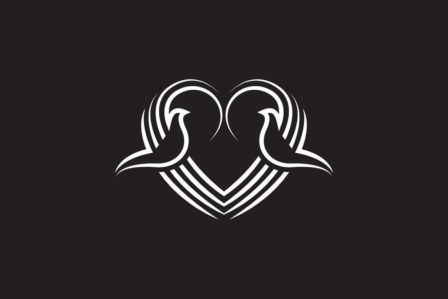 minimo Due colomba amore logo design vettore modello