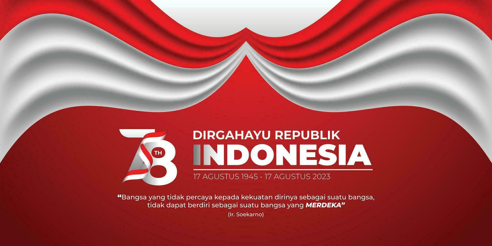 indipendenza giorno Indonesia con indonesiano bandiera vettore