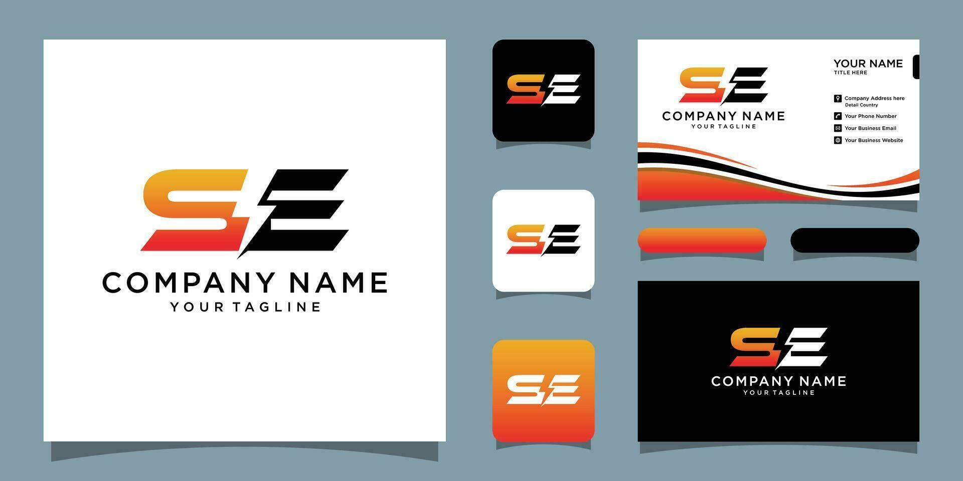 SE energia moderno logo design modello con attività commerciale carta design premio vettore